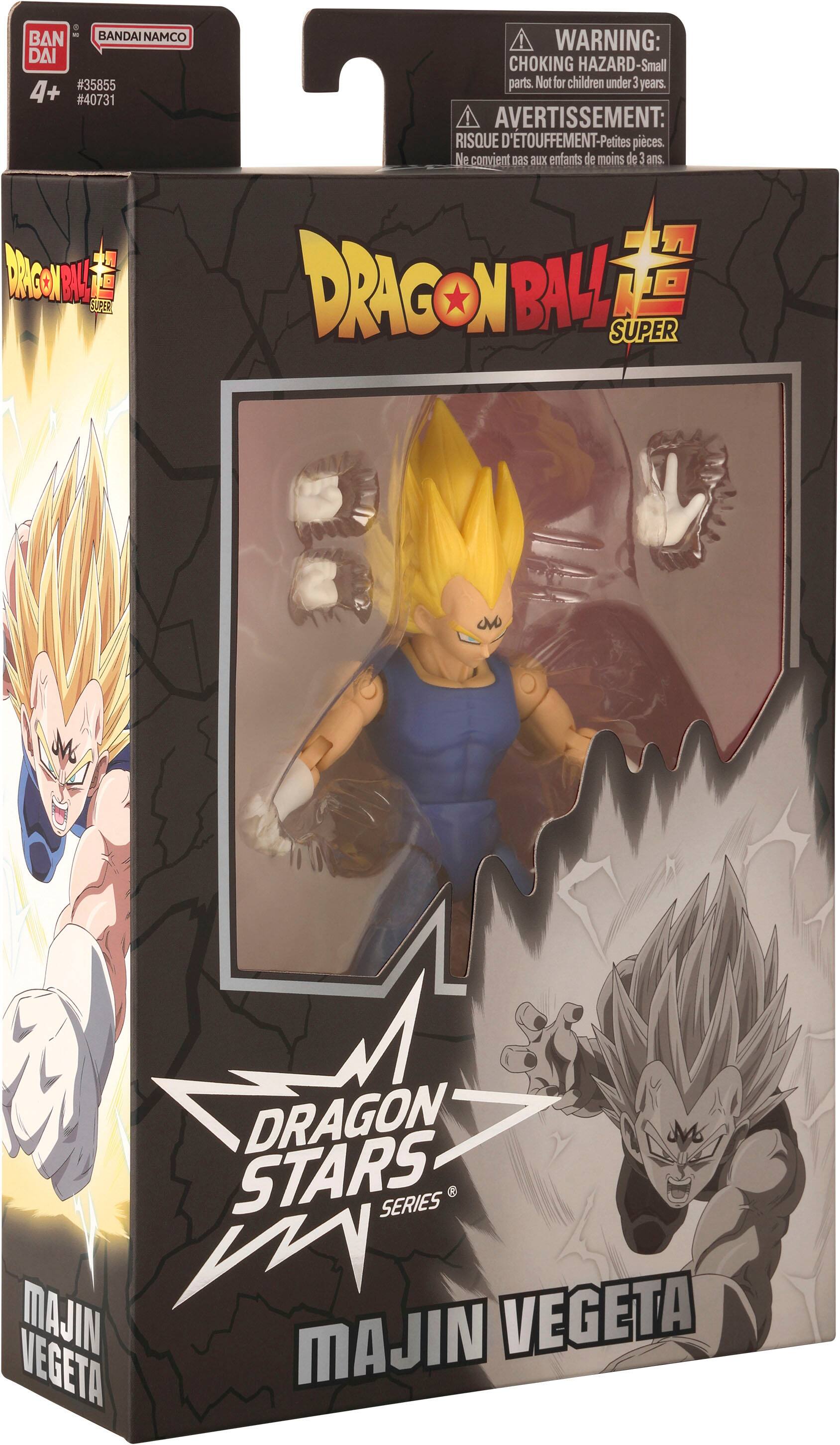 The text on the image reads: "BANDAI NAMCO BAN DAI #35855 4+ #40731 1 CNGONN SUPER DRAGON STARS SERIES MAJIN M VEGETA VEGETA MAJIN."