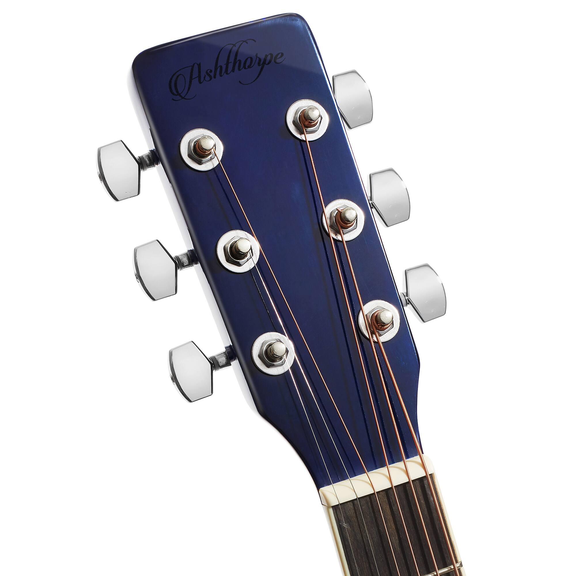 Alt View 3. Ashthorpe - 41-in Left Hand Dreadnought Cutaway Acoustic Electric Guitar - 10W Amp - Blue.