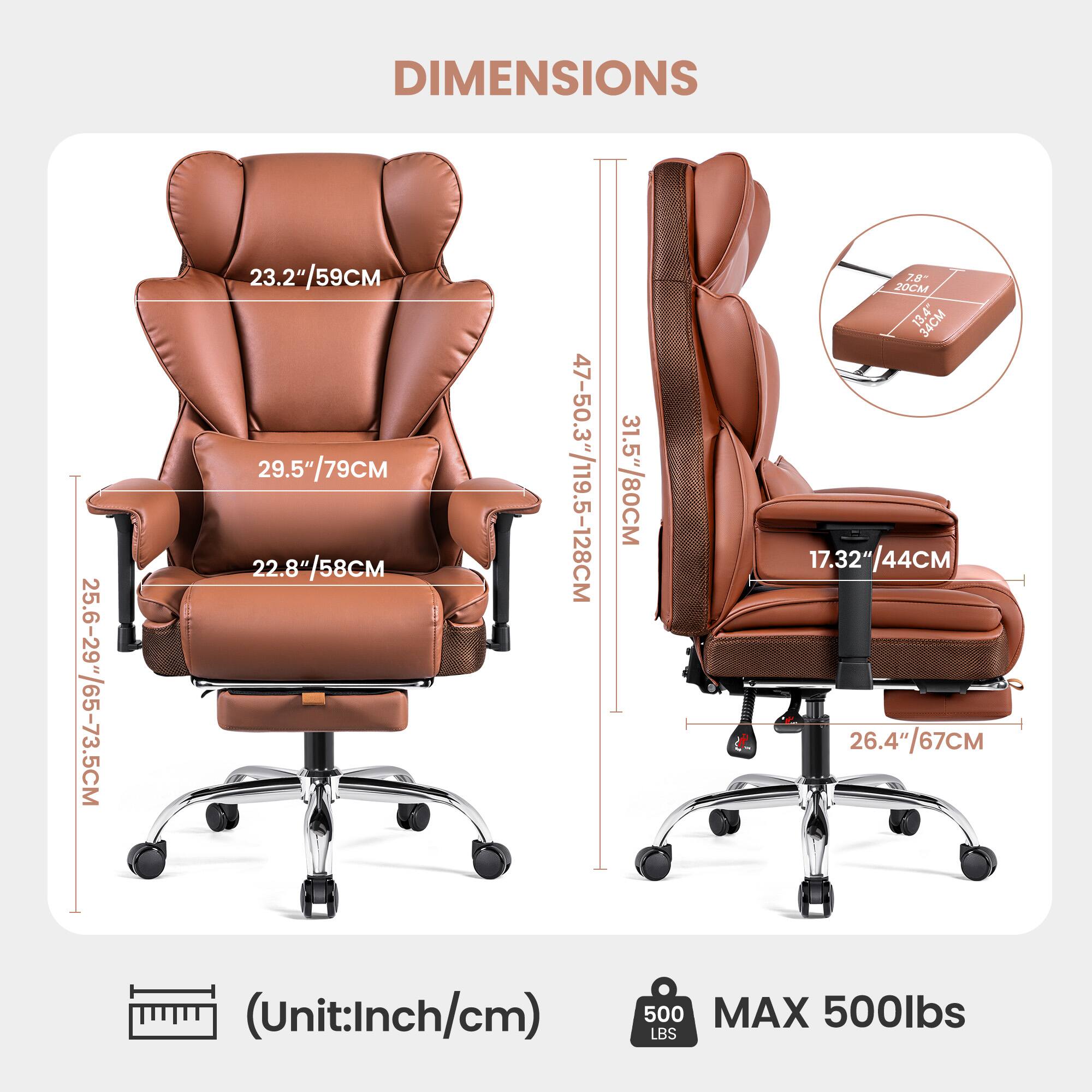 DIMENSIONS:
25.6-29" (65-73.5cm)
23.2" (59cm)
29.5" (79cm)
22.8" (58cm)
47-50.3" (119.5-128cm)
31.5" (80cm)
78" (20cm)
13.4" (34cm)
4 T3 34CM
17.32" (44cm)
26.4" (67cm)
26.4" (Unit: Inch/cm)
500 MAX 500lbs LBS