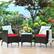 Alt View 1. Costway - Outdoor 3 PCS PE Rattan Wicker Furniture Sets Chairs Coffee Table Garden - Red.