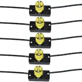 HQRP - Universal Rotary Hi-Lo-Off Lamp Switch 5-Pack with Knob, 125 V 6 A, 6 in Leads - Black