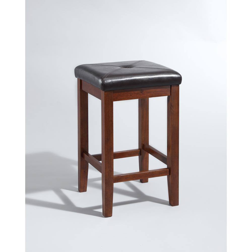 Angle. Crosley Furniture - Upholstered Square Seat 2Pc Counter Height Bar Stool Set - 2 Stools - Mahogany.