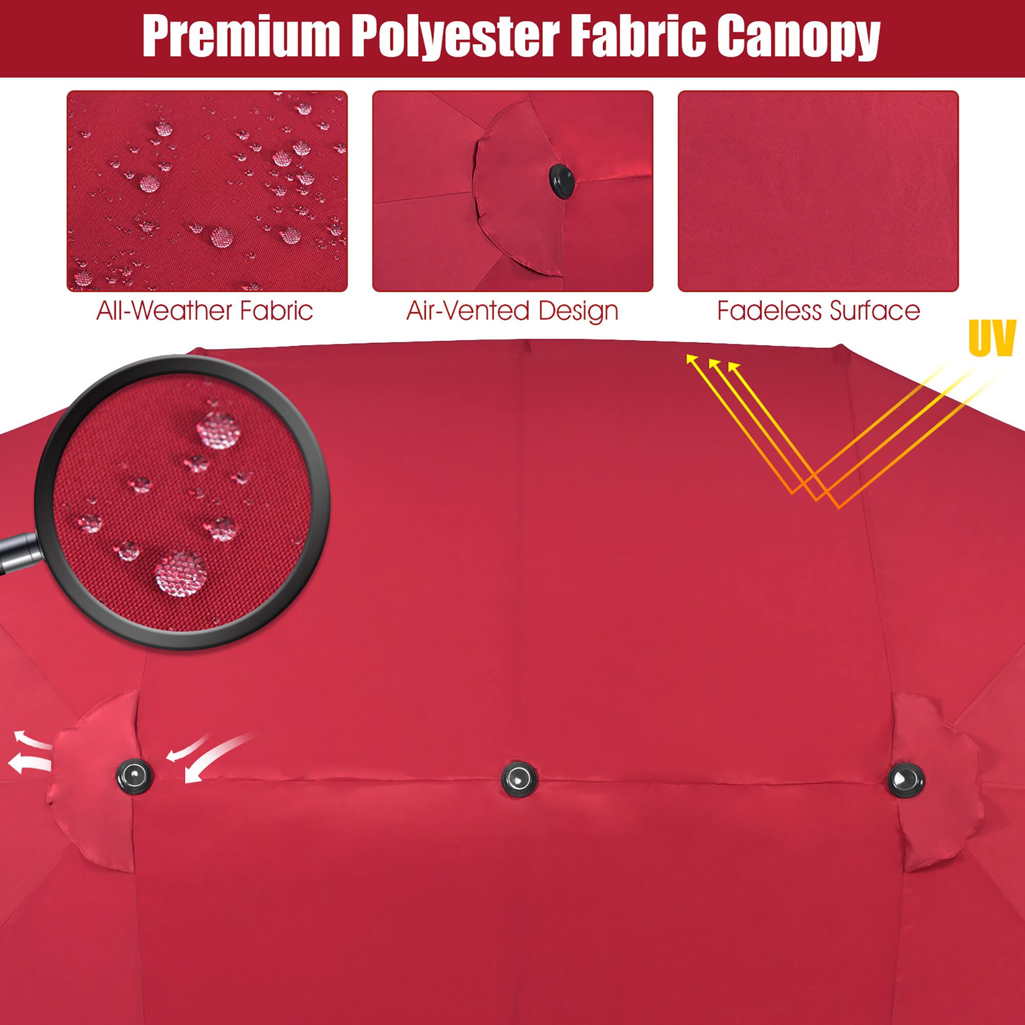 Premium Polyester Fabric Canopy

- All-Weather Fabric
- Air-Vented Design
- Fadeless Surface
- UV Protection