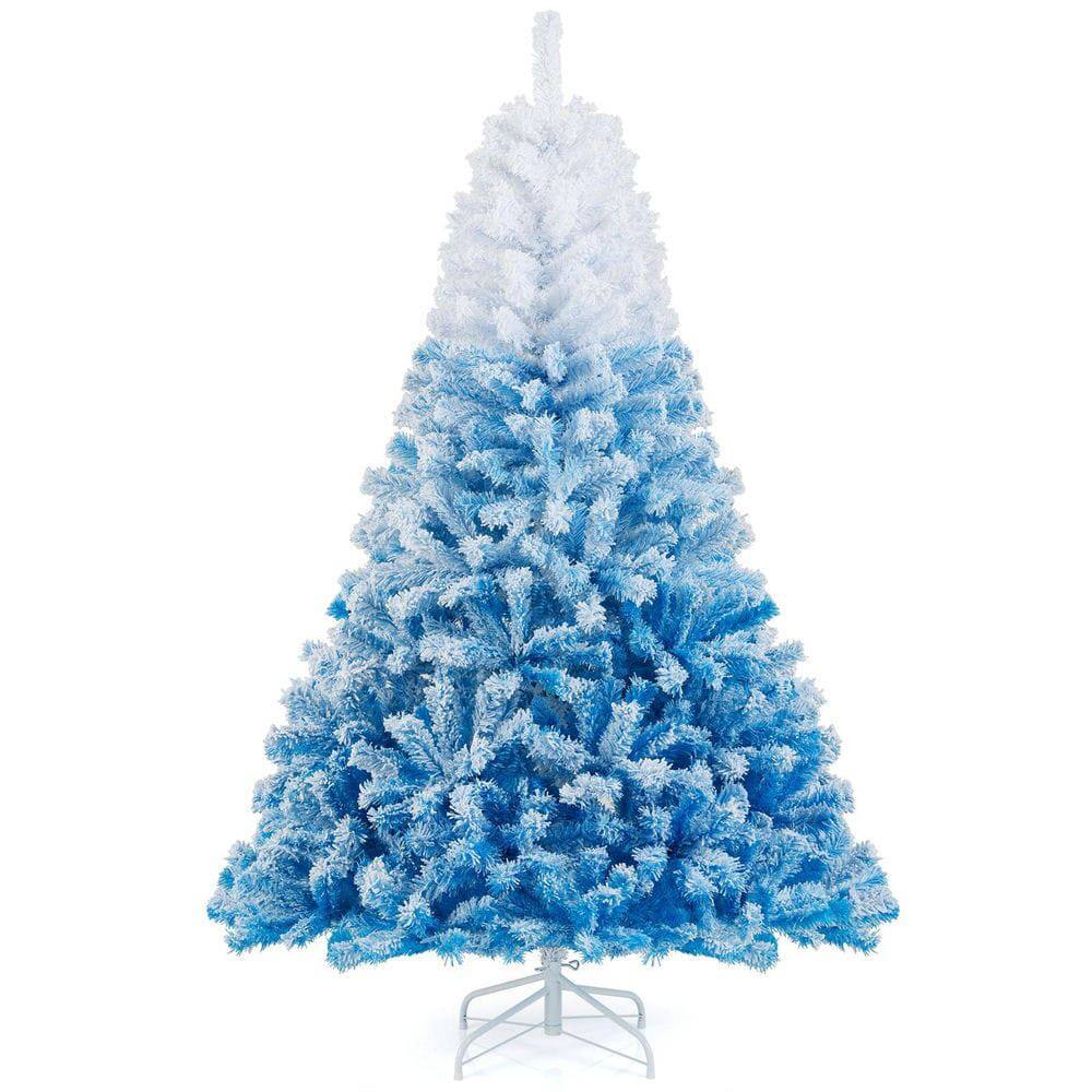 Front. Resenkos - Resenkos 2025 6-Ft Artificial Christmas Tree - 456 Tips & Metal Stand, White/Blue - Blue.