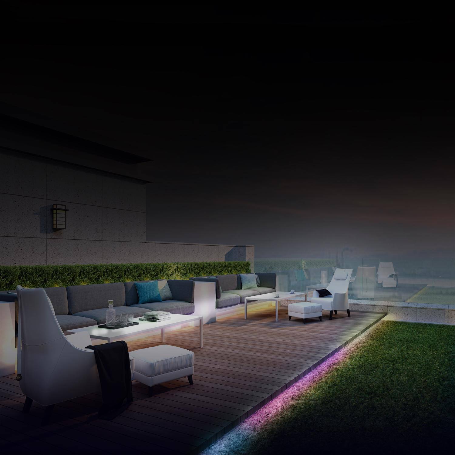 Left. FEIT ELECTRIC - Feit 20 ft. L Color Changing Plug-In LED Tape Light 1 pk.