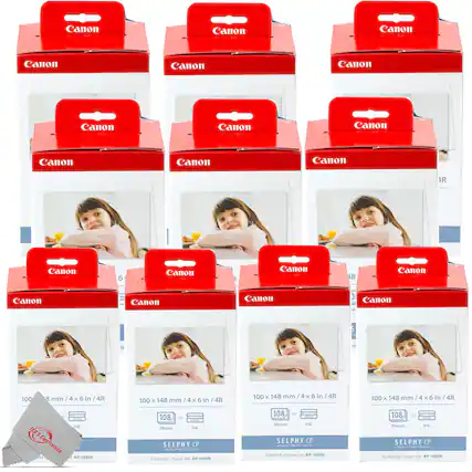 Canon SELPHY CP
Color Ink/Paper Set KP-108IN
100 x 148 mm / 4 x 6 in / 4R
108 Sheets Ink
