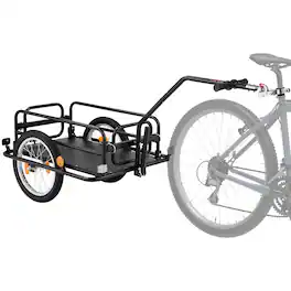 VEVOR - Bike Cargo Trailer 88 lbs Load 2-in-1 Pushcart Folding Bicycle Wagon, Heavy-Duty Cart with 16-Inch Wheels, Reflectors - Black