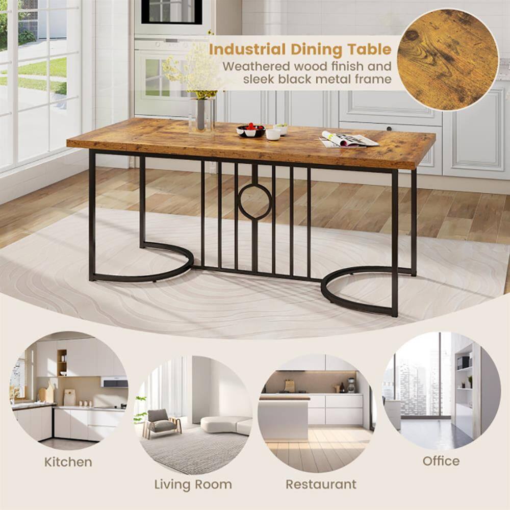 Industrial Dining Table  
Weathered wood finish and sleek black metal frame  

Kitchen  
Living Room  
Restaurant  
Office