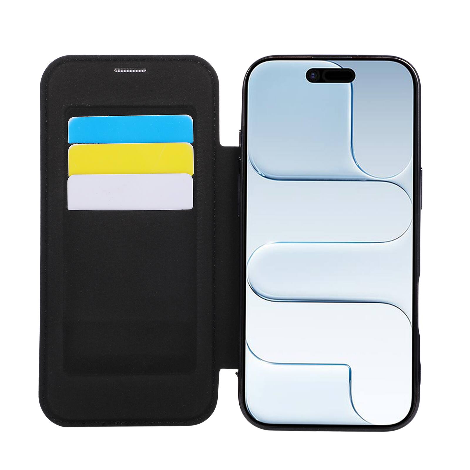 Alt View 4. Dteck - Floral Relief Faux Leather Flip Wallet Case for Apple iPhone Air,Mag Safe Electroplated Slim Clear Back Cover - Black.