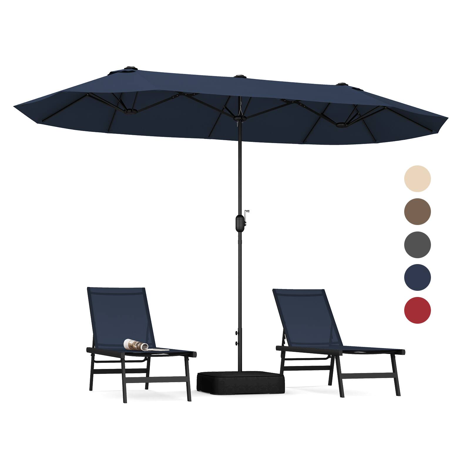 Alt View 9. Gymax - Gymax 13FT Double-sided Patio Umbrella w/ Crank Handle Umbrella Base Safety Lock Navy - Navy.