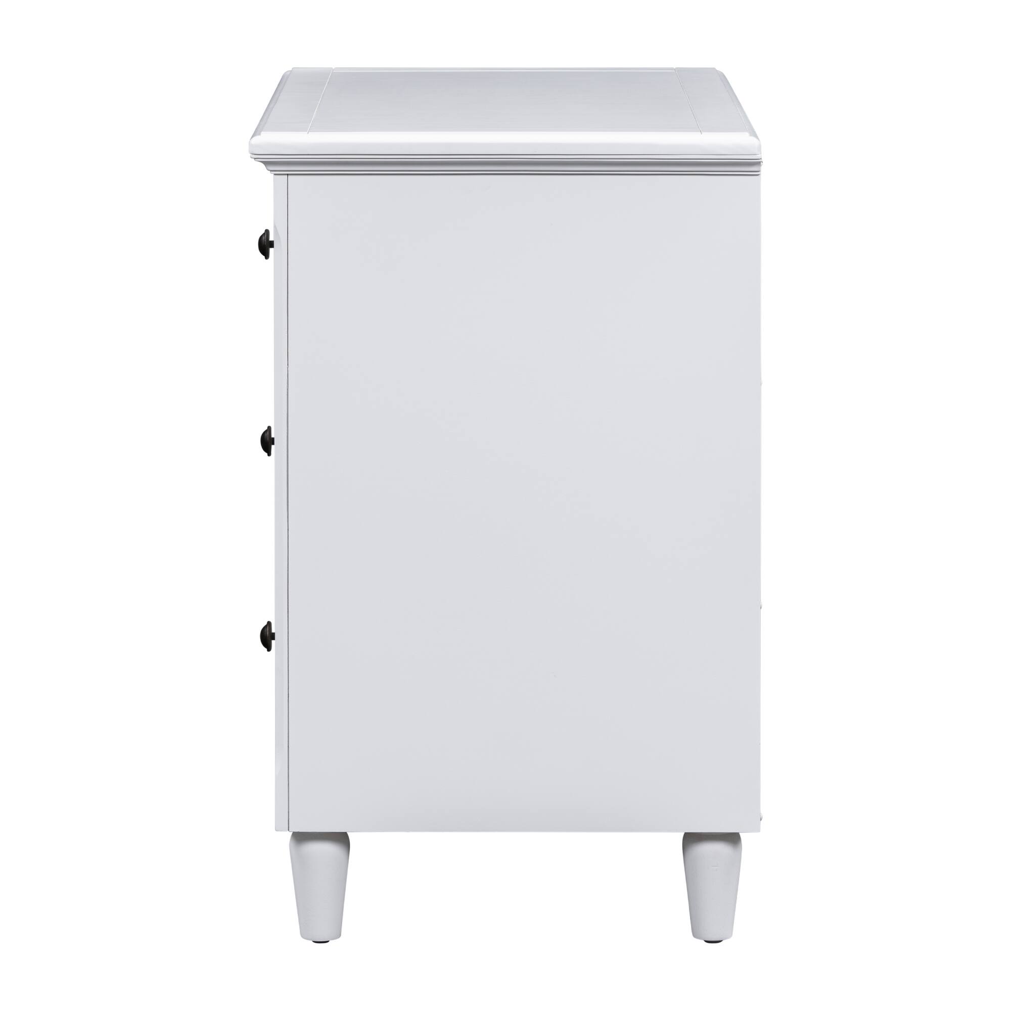 Alt View 4. Spaco - Spaco Modern Nightstand with 3 Drawers, Smooth Gliding Rails, Metal Handle, Rubber Legs for Bedroom and Living Room - White.