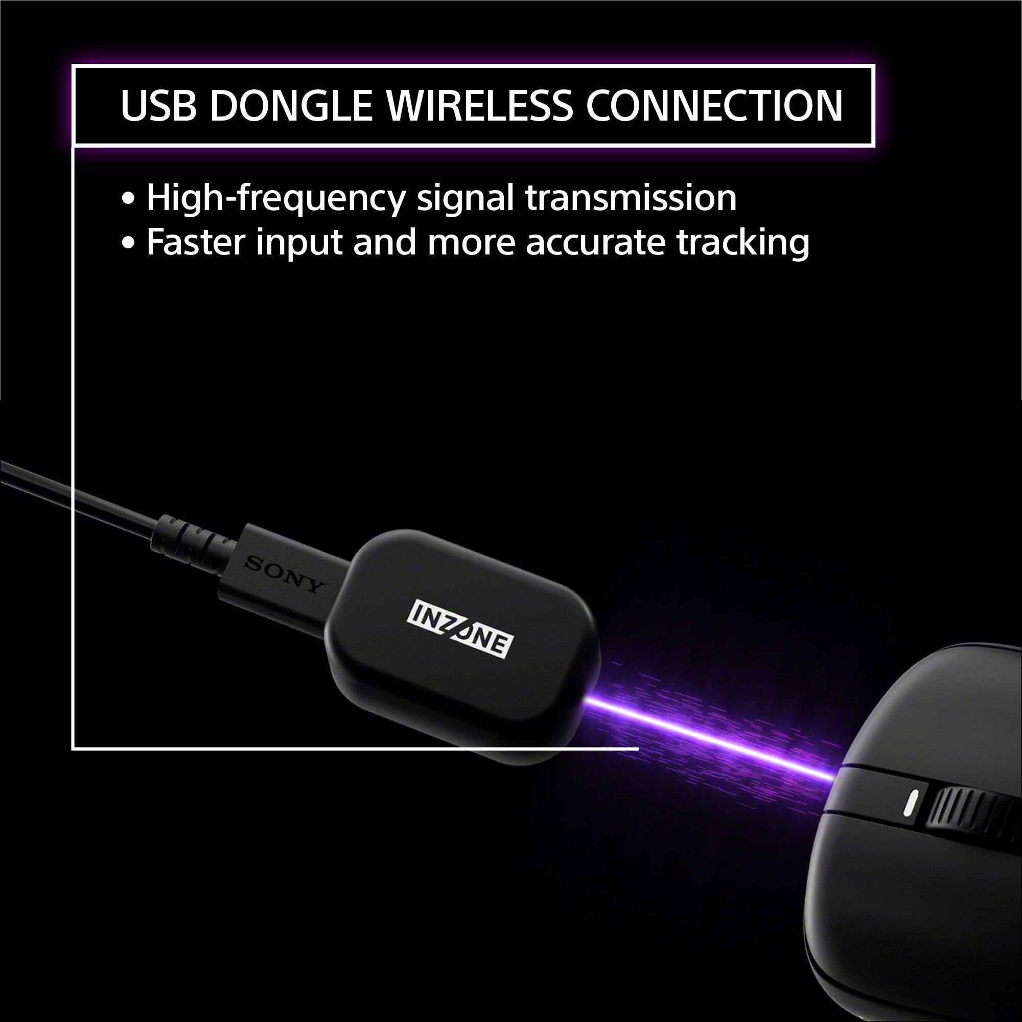 USB DONGLE WIRELESS CONNECTION

- High-frequency signal transmission
- Faster input and more accurate tracking

SONY INZONE