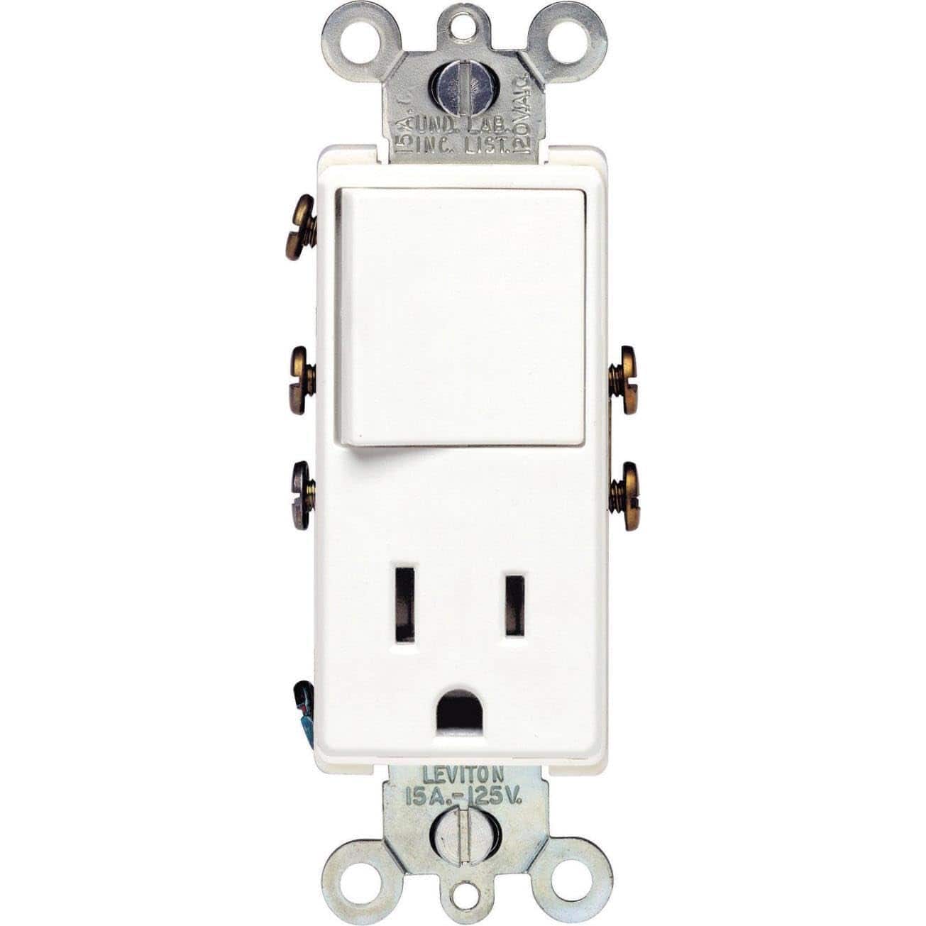 Leviton - S02-05625-0WS Single-Pole Switch/Receptacle - White