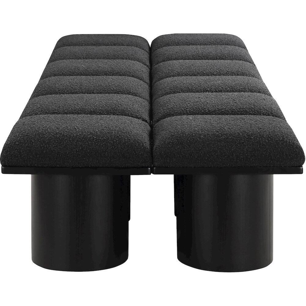 Left. Meridian Furniture - Pavilion Black Boucle Fabric Bench - Black Boucle Fabric.