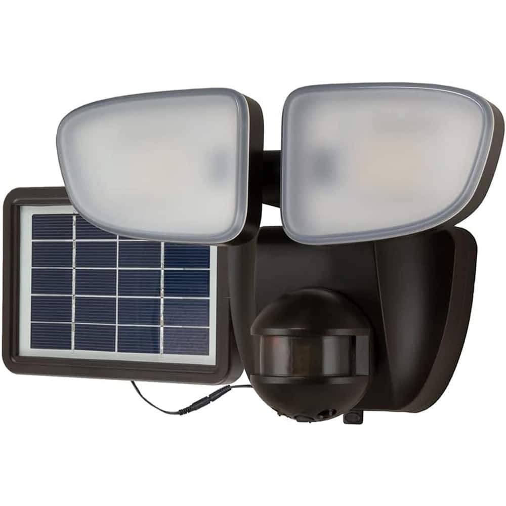 MOSZAR LLC - 1000LM Solar Outdoor LED Flood Light, 180° Motion Sensor Twin Head (Bronze)