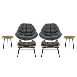 Manhattan Comfort - Benson Modern 3-Piece Patio Lounge Chair Set - Set of 6 - Gray