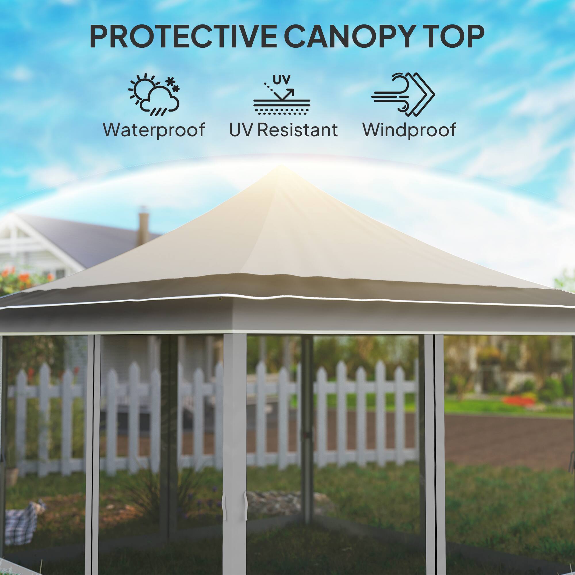 PROTECTIVE CANOPY TOP

- Waterproof
- UV Resistant
- Windproof
