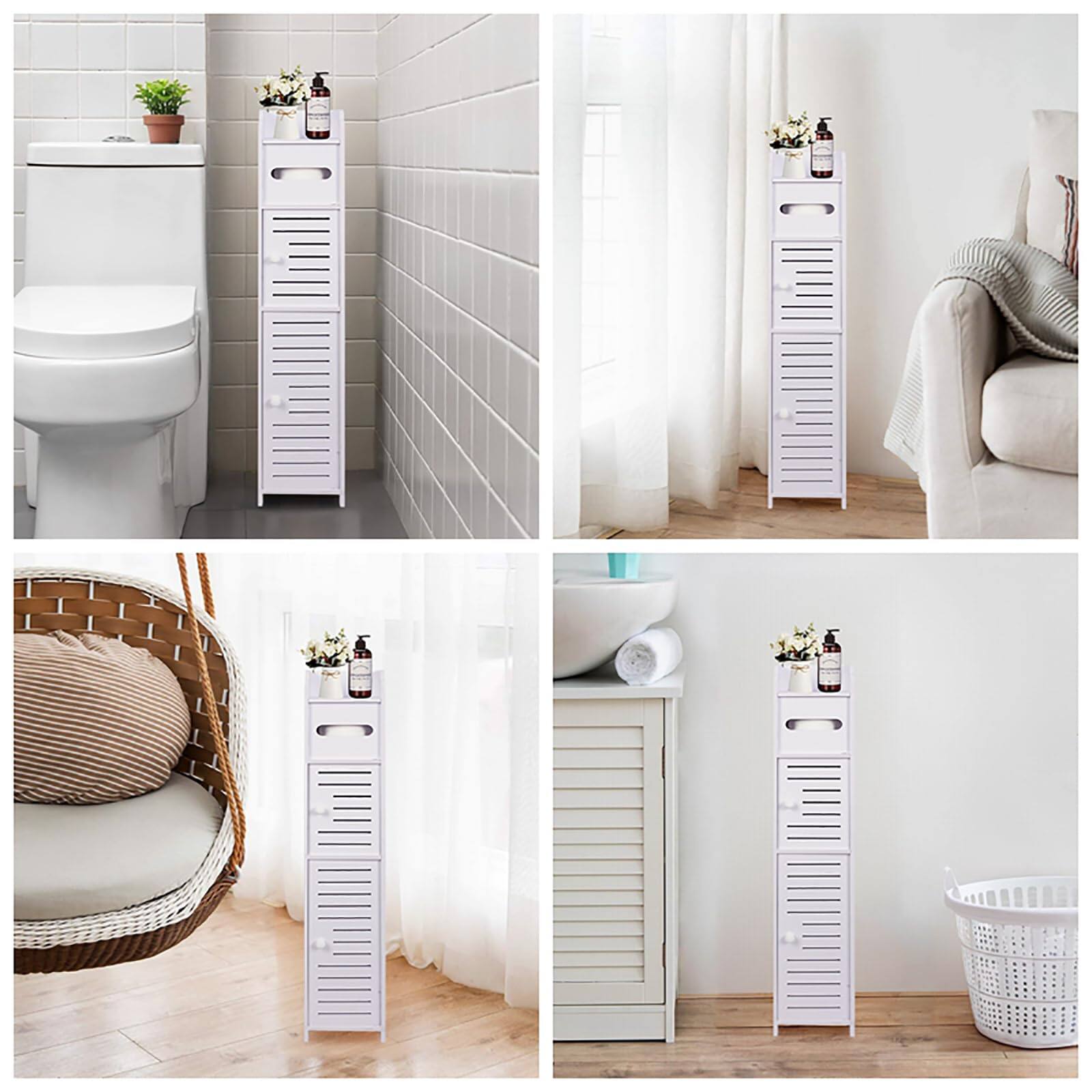 Alt View 1. Reds Spade - ShellKingdom Toilet Paper Holder Stand, Bathroom Storage Cabinet with Doors and Shelves, Slim Storage Cabin... - 30.7 x 6 x 6 inch.