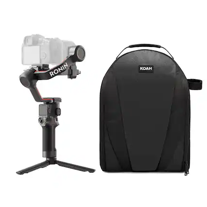 Front. DJI - DJI RS 3 Mini 1.75Lb 1.4-Inch Full-Color Touchscreen Gimbal Stabilizer with Sling Camera Bag bundle.