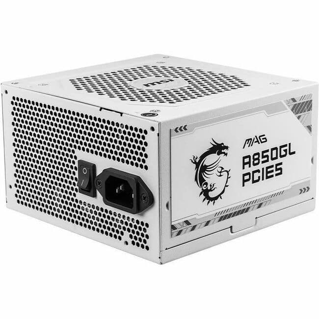 MSI - MAG A850GL PCIE5 White Power Supply - Internal - 120 V AC, 230 V AC Input - 850 W - Active PFC - 1 Fan(s) - NVIDIA