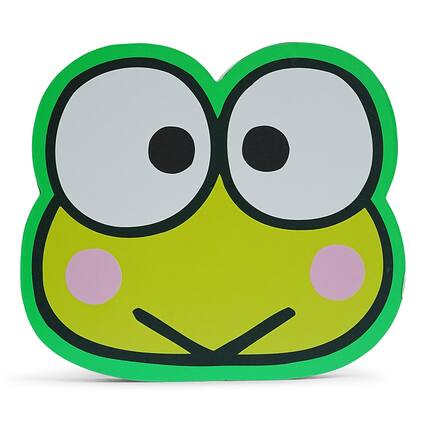 Front. Silver Buffalo - Sanrio Keroppi Die-Cut Wooden Wall Art Sign | 7 x 8 Inches - Green.