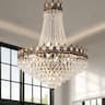 Siljoy - 32 Inch Luxury Empire Crystal Chandelier, 10-Light K9 Teardrop Crystal Pendant Light for Foyer, Staircase and Entryway - Black