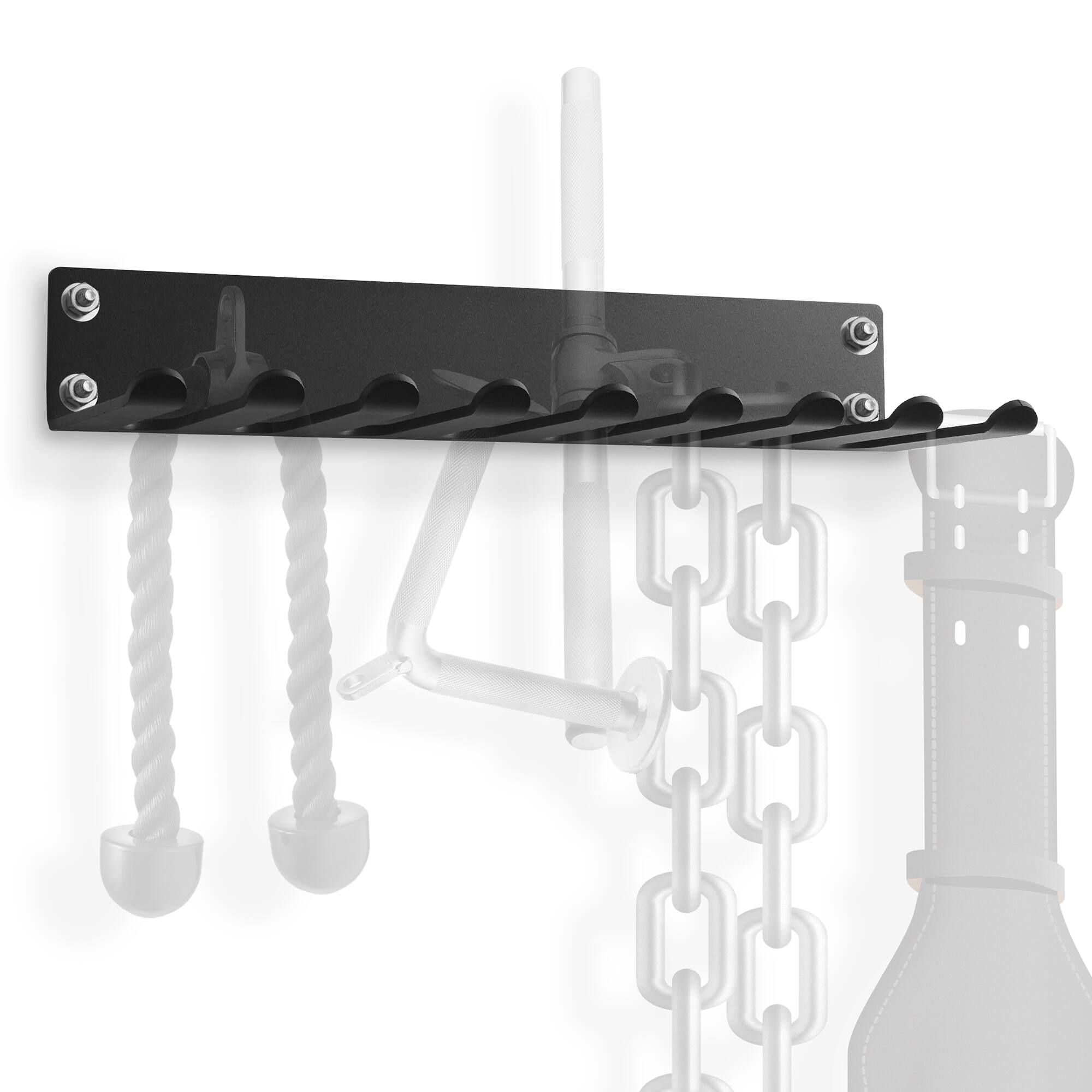 Alt View 1. Philosophy Gym - Accessory Rack Organizer - 9 Prong - Wall Mounted Multi-Purpose Storage - Black.