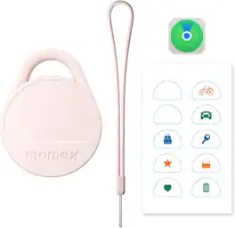 Momax - Key Finder Luggage Tracker Smart Tag for Key, Backpack, Wallet, Pets Works with Apple Find My (iOS Only) - Pink