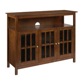 FurniFact - Stylish TV Stand with Storage Cabinets and Shelf for TVs up to 55 Inches - Brown