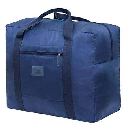 Front. Fabibe - Travel Duffel Bag Lightweight Foldable for Women and Men Waterproof Tote Carry On Luggage Weekender Overnight (Blue+G... - Blue.