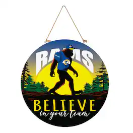 Evergreen Enterprises - Los Angeles Rams 18" Bigfoot "Believe in Yourself" Team Logo Wood Round Door Sign - Multicolor
