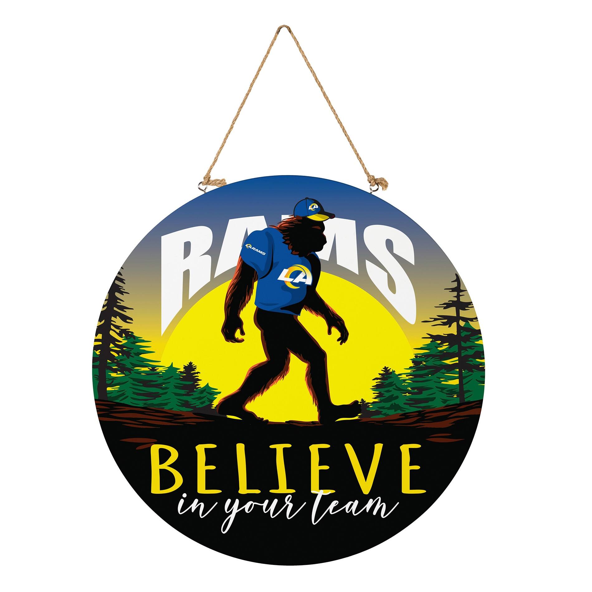 Los Angeles Rams 18" Bigfoot "Believe in Yourself" Team Logo Wood Round Door Sign