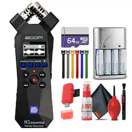 Zoom - H1essential 2-Track 32-Bit Audio Recorder, Memory Card Pro 64GB, Bundle