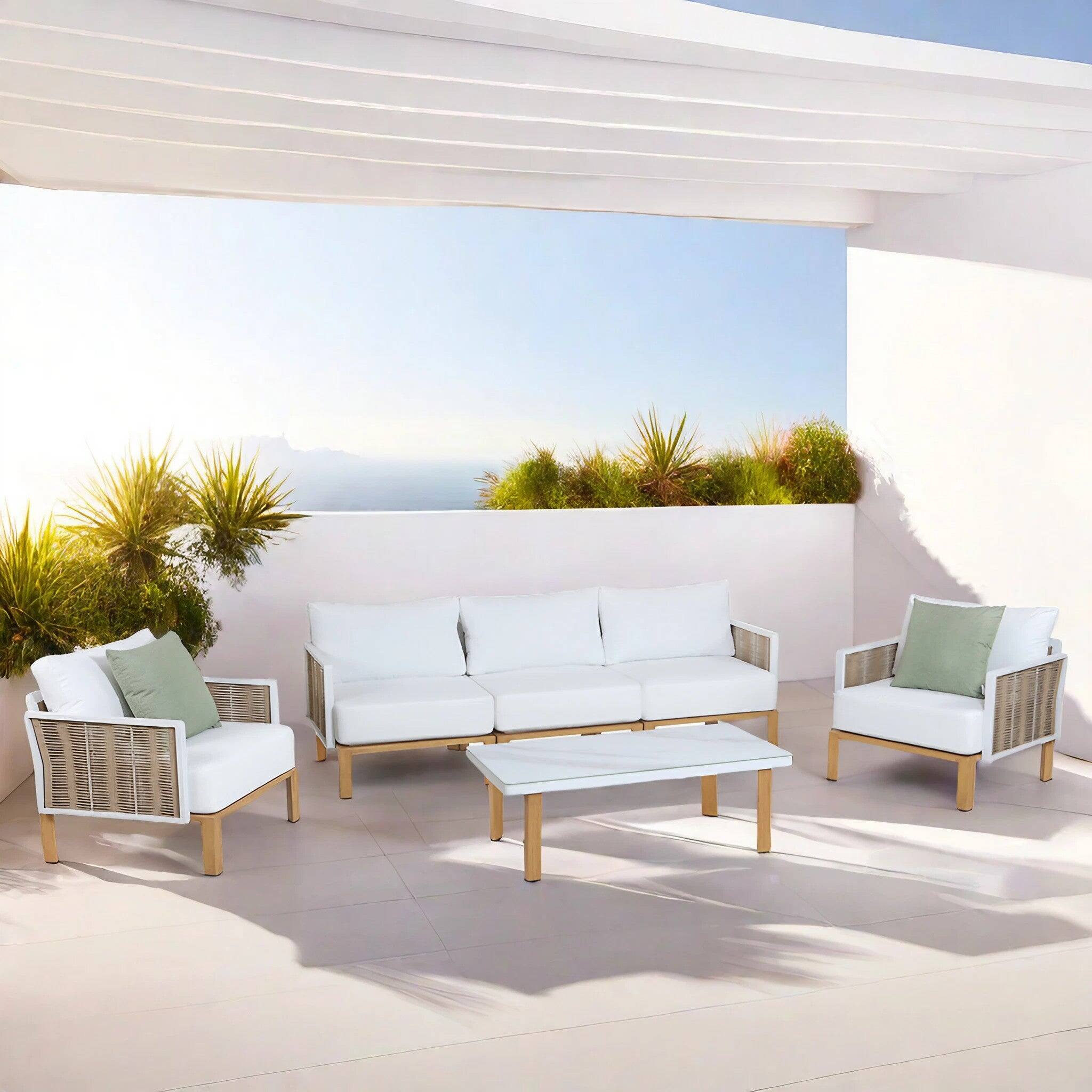 Angle. Manhattan Comfort - Vine Modern 4-Piece Patio Conversation Set - White.