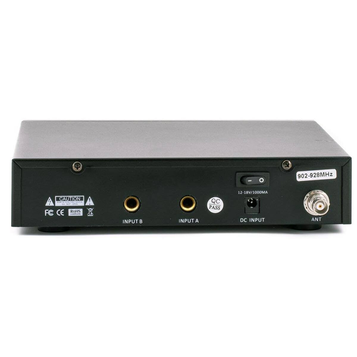 - 902-928MHz
- CAUTION TAMING FC CE ROHS conform
- INPUT A
- INPUT B
- QC PASS
- 12-18V/1000MA DC INPUT
- ANT