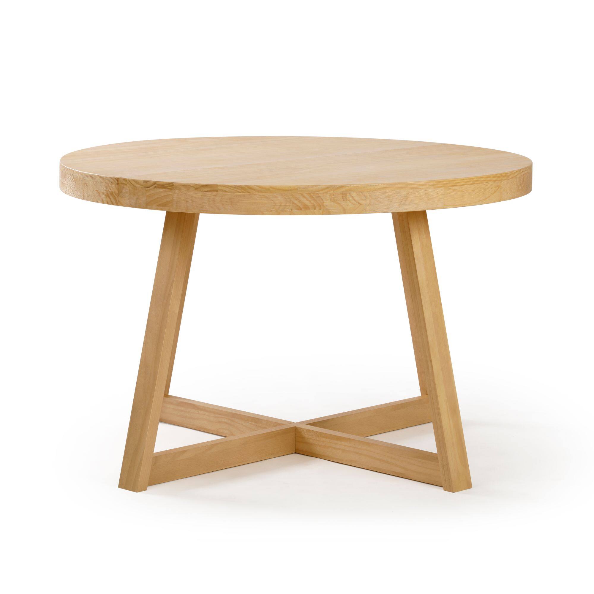 Alt View 4. Plank+Beam - Classic Round Dining Table (47in / 1194mm), Blonde Wirebrush - Blonde Wirebrush.