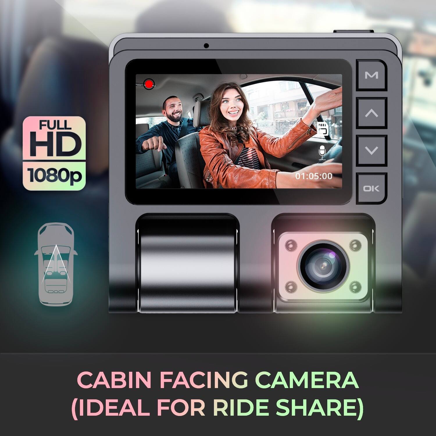 FULL HD 1080p

CABIN FACING CAMERA (IDEAL FOR RIDE SHARE)