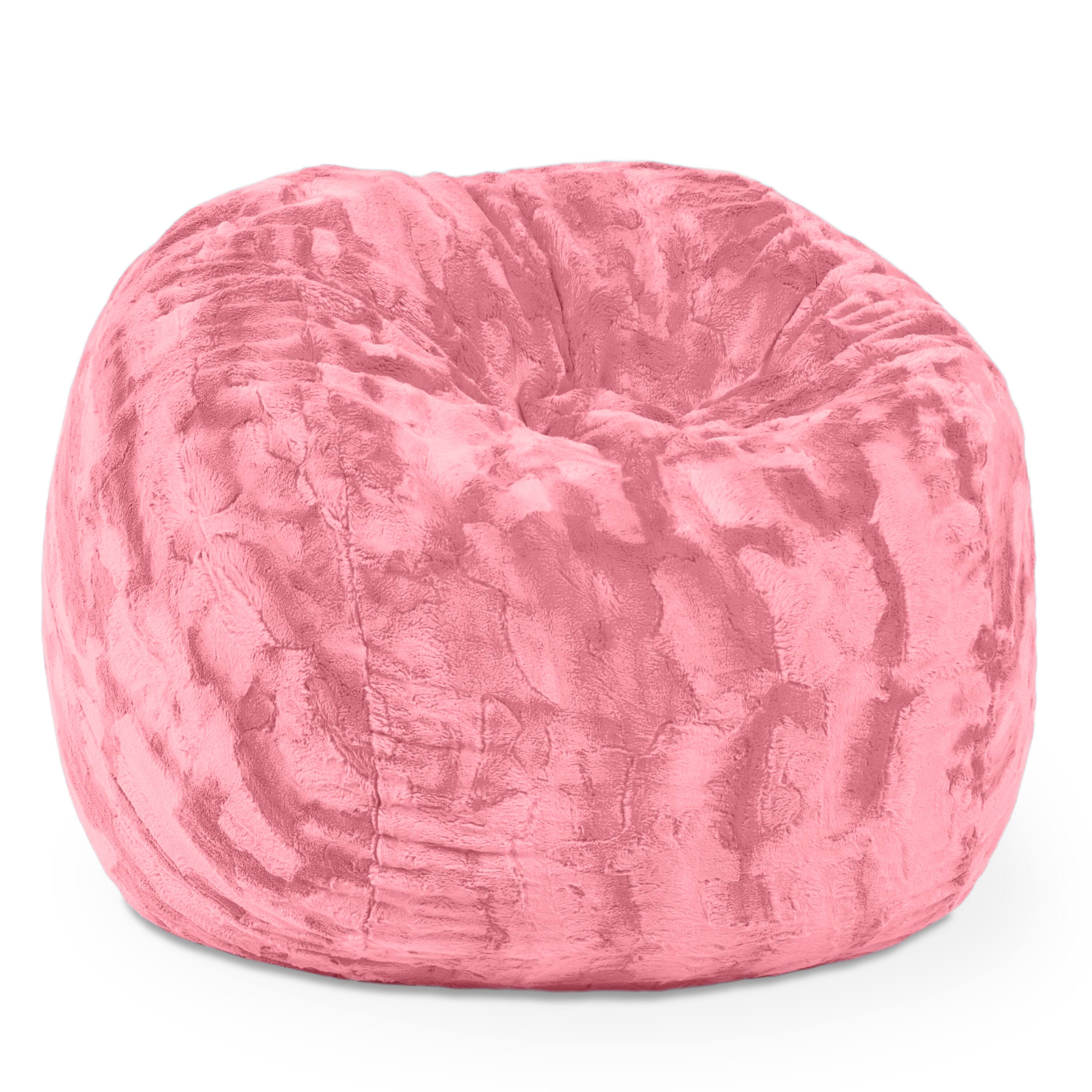 Angle. Jaxx - Jaxx Saxx 3 Foot Bean Bag Chair - Faux Fur - Fun Colors, Rose Quartz - Faux Fur - Rose Quartz.