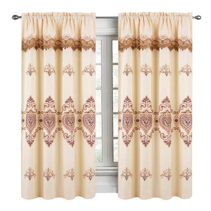 Front. RT Designers Collection - RT Designers Collection Bonnie Macrame Rod Pocket Room Darkening Curtain Panels for Living Room 52" x 84" Ivory - Ivory.
