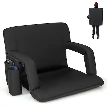 Front. Costway - Costway 1 PCS Stadium Seat for Bleachers Bleacher Chair with 6 Adjustable Positions Back Support - Black.