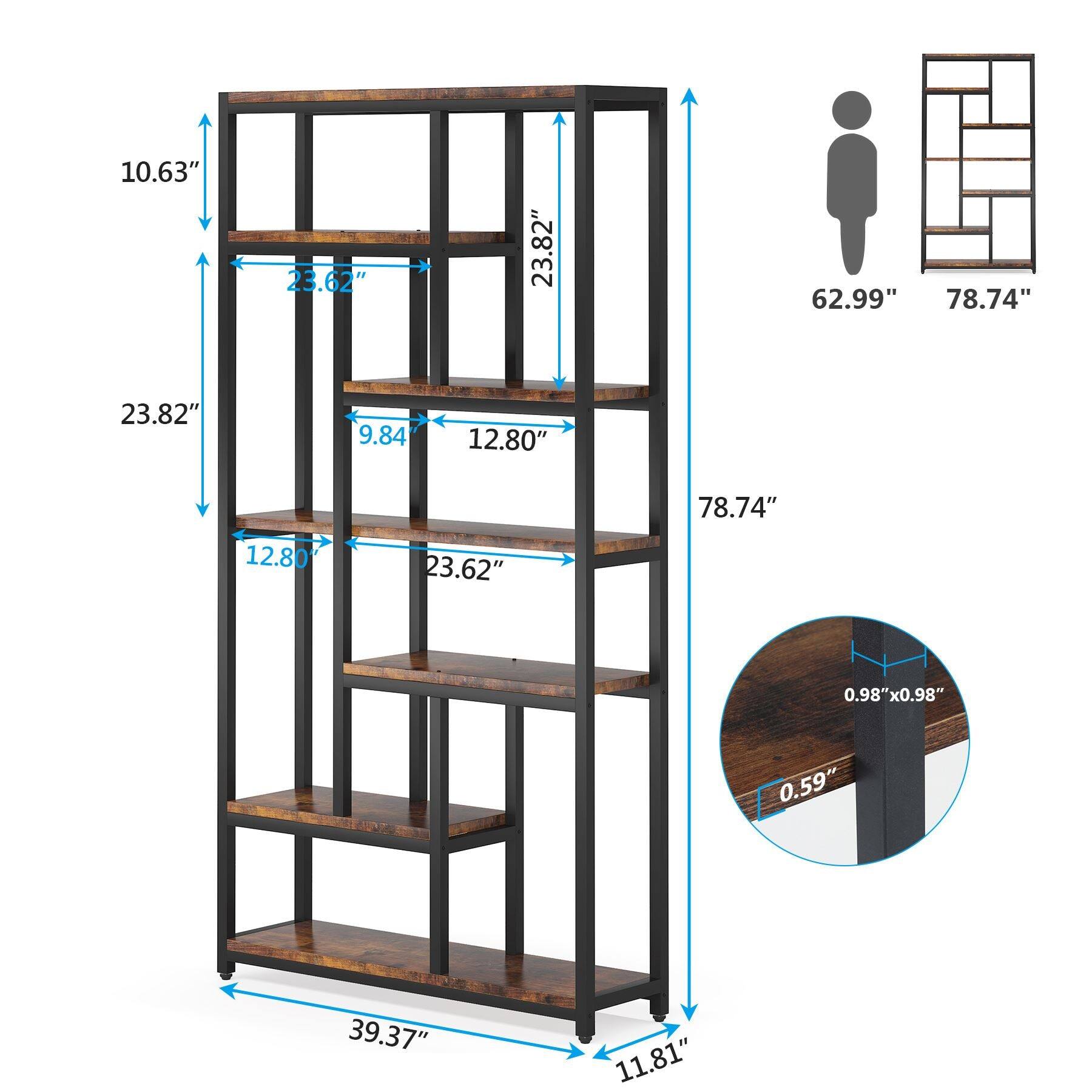 Tribesigns Bookshelf with Engineered Wood Construction and Metal Frame ...