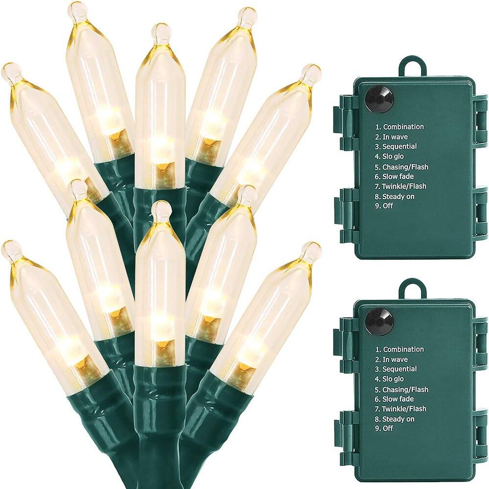 THIRSTY TURTLE - 2-Pack 18ft Fairy Lights, 50-LED Battery Operated, Warm White, Waterproof