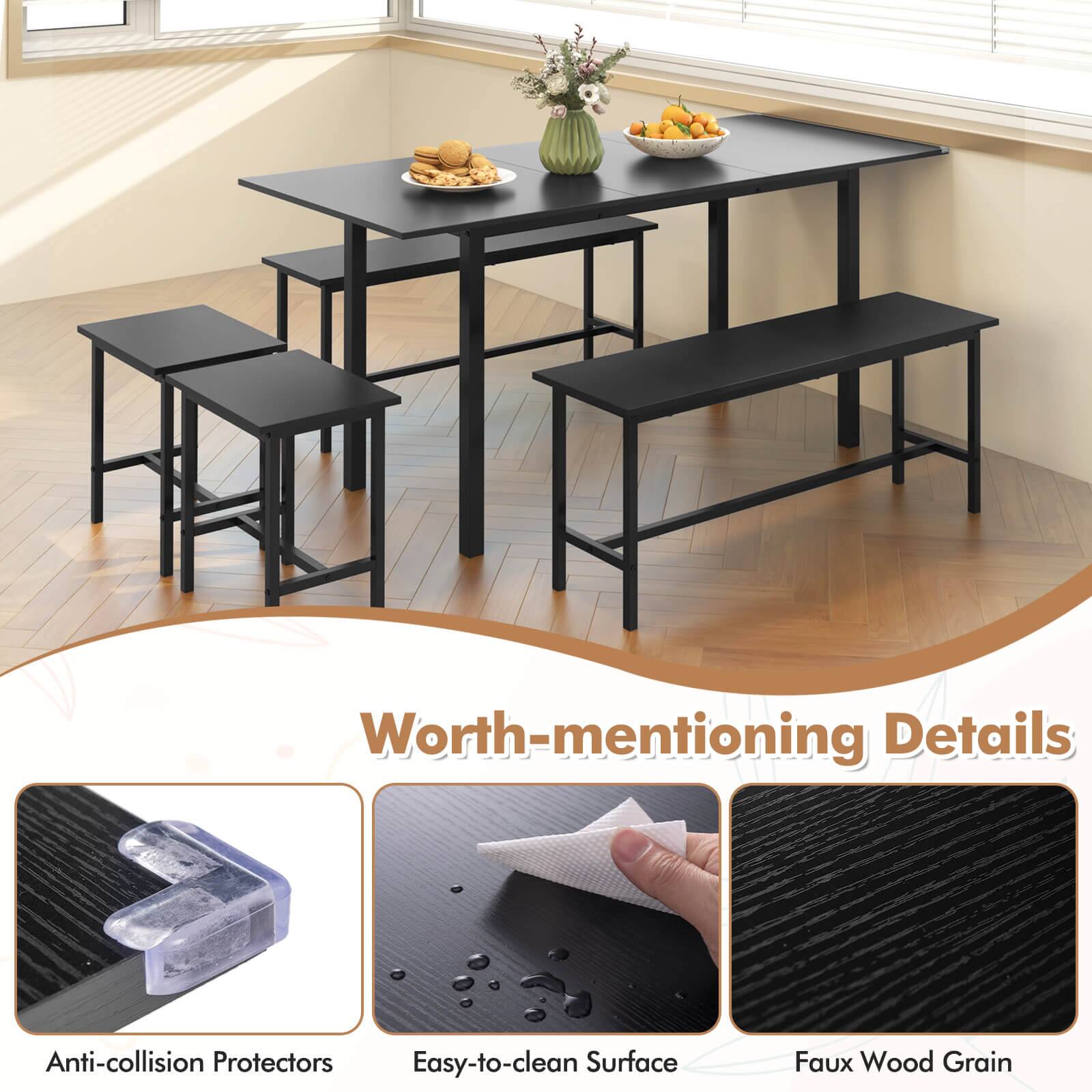 Worth-mentioning Details: Anti-collision Protectors, Easy-to-clean Surface, Faux Wood Grain.