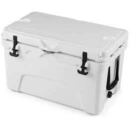 Costway - 42.5 L Portable Hard Cooler with 2 Cup Holders,Ruler & Opener,cool for up to 6 Days - White
