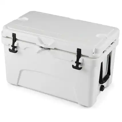 Front. Costway - Costway 42.5 L Portable Hard Cooler with 2 Cup Holders,Ruler & Opener,cool for up to 6 Days - White.