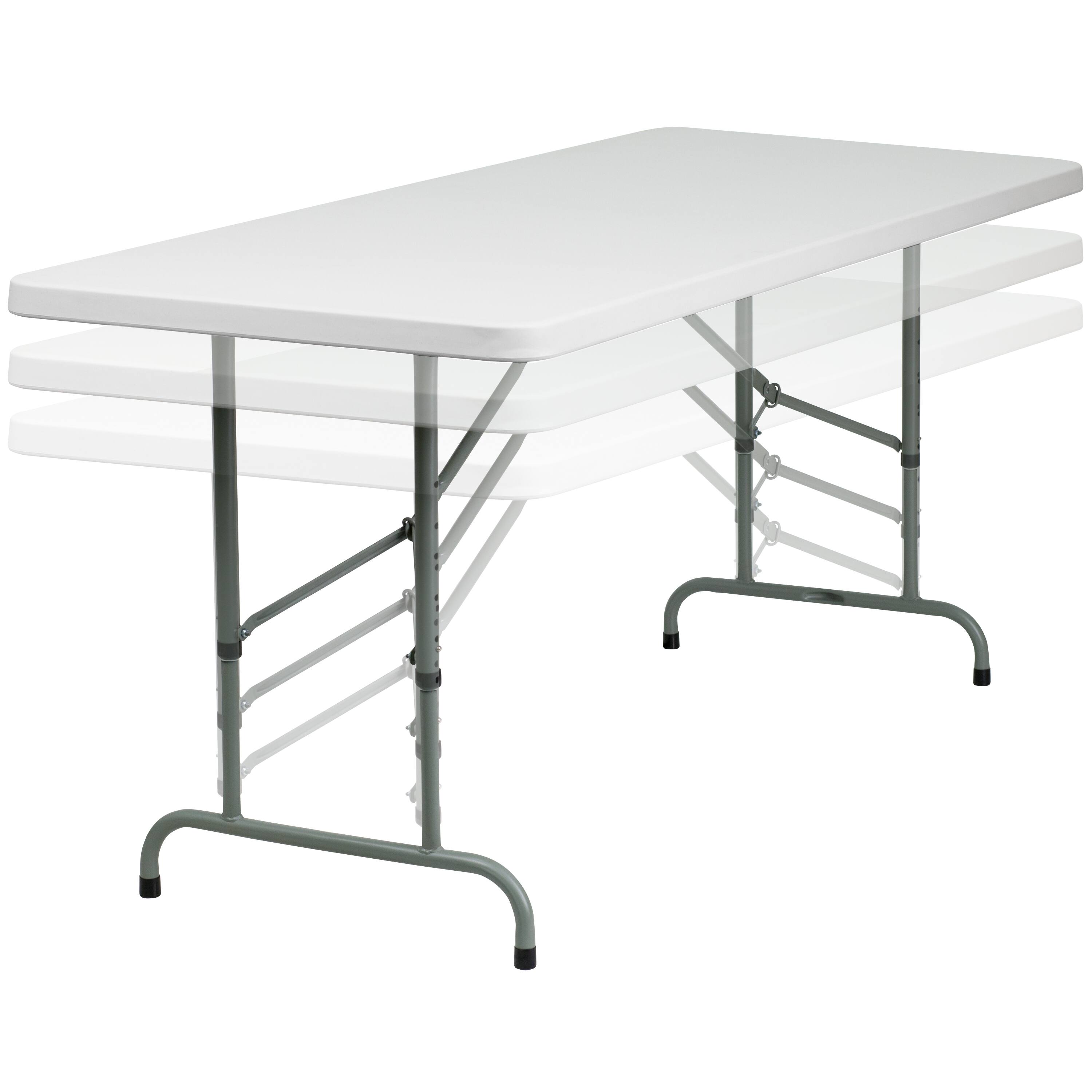 Alt View 7. Emma + Oliver - 6-Foot Height Adjustable Plastic Folding Table - Granite White.