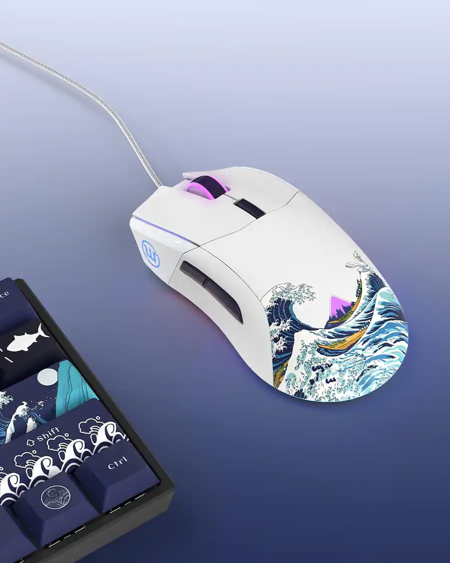 5 Inch Mouse Womier G705 USB Wired Gaming Mouse, Lightweight Silent RGB Backlit ...