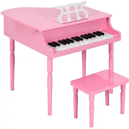 Front. Best Choice Products - Best Choice Products Kids Classic 30-Key Mini Piano w/ Lid, Bench, Folding Music Rack, Song Book, Stickers - Pink - Pink.