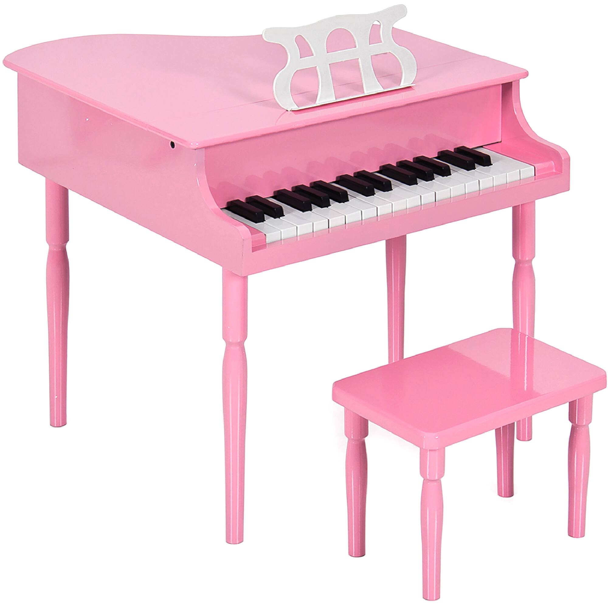 Best Choice Products - Kids Classic 30-Key Mini Piano w/ Lid, Bench, Folding Music Rack, Song Book, Stickers - Pink