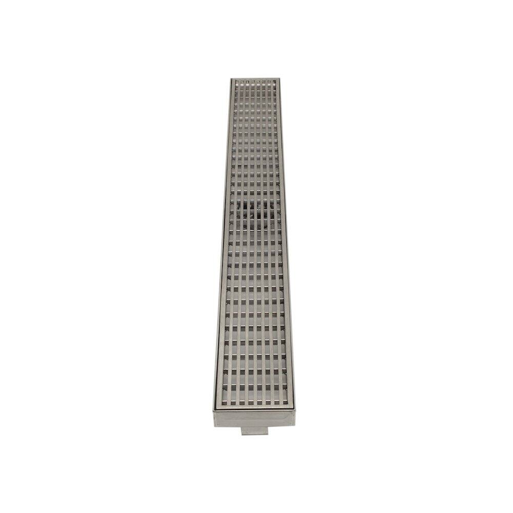 Angle. Alfi - 32" Modern Stainless Steel Linear Shower Drain with Groove Lines - Gray.